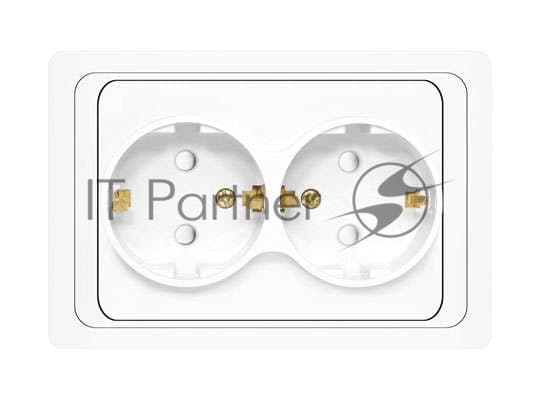Розетка 2-м СП Валери 16А IP20 с заземл. защ. шторки бел. UNIVersal В0128x