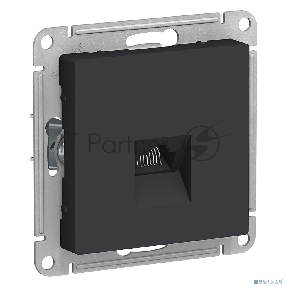 Розетка компьютерная 1-м AtlasDesign RJ45 кат.5E механизм карбон SE ATN001083
