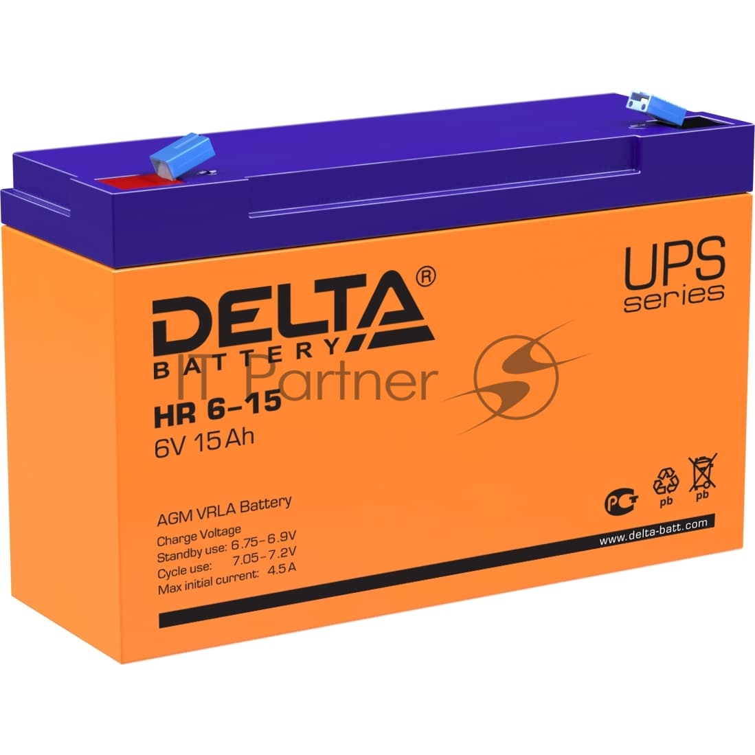 Delta HR 6-15 (15 А\ч, 6 В) свинцово- кислотный аккумулятор