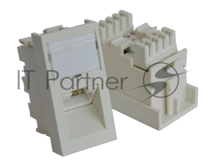 Вставка RJ-45 UTP Cat.5E, 22.5x45 мм угловая, с маркировкой, белая