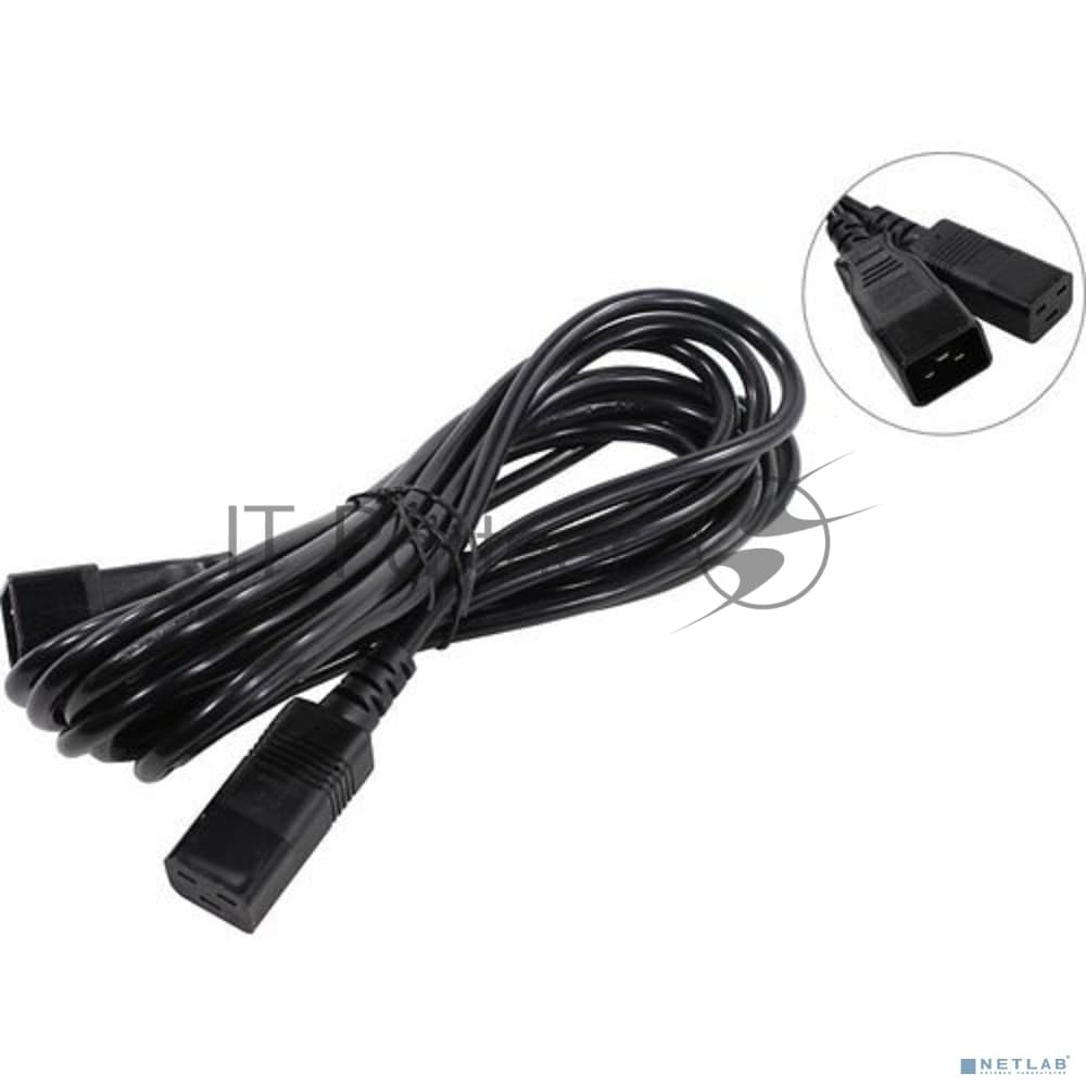 Кабель питания (UPS) ExeGate Power EC20-5P (С19->С20) VDE-250V-3*1.5-СU, 16А, черный, 5м