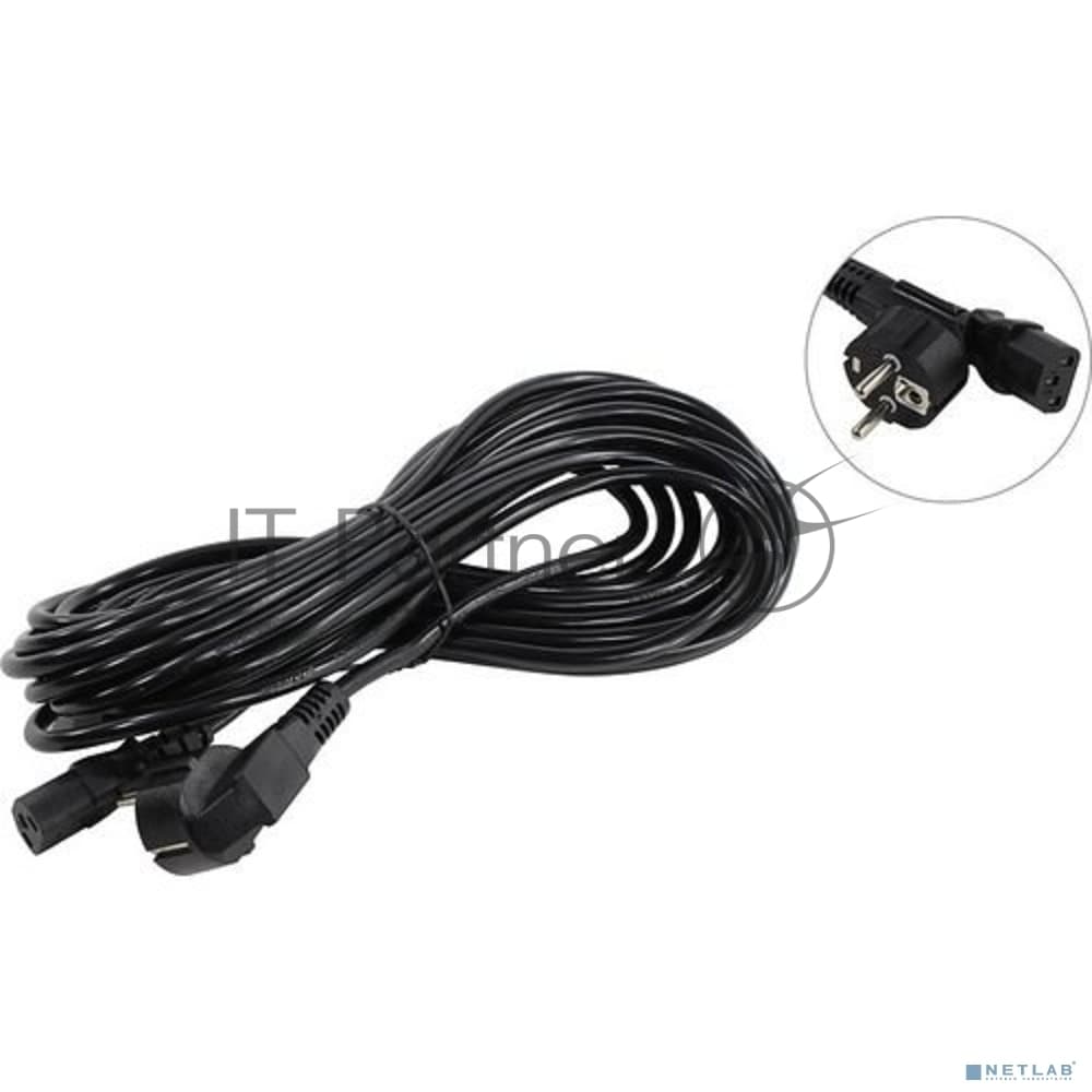 Кабель питания ExeGate Power PC-10P (Евровилка угловая Schuko->С13) VDE-250V-3*1.0-CU, 10A, 10м