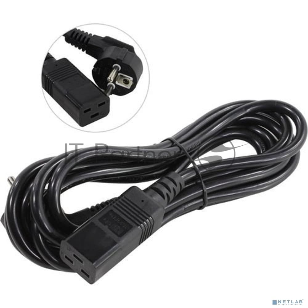 Кабель питания ExeGate Power PC19-3P (Евровилка Schuko->С19) VDE-250V-3*1.5-CU, черный, 16А, 3м