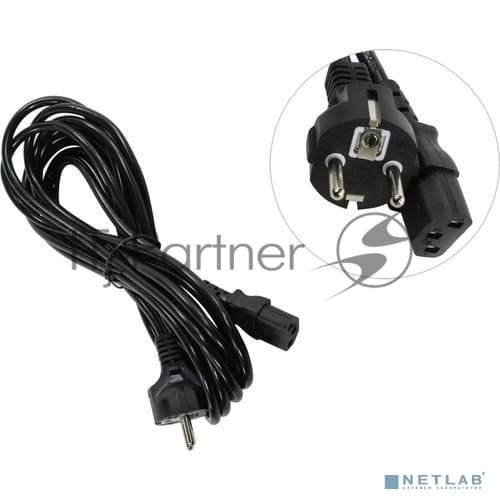 Кабель питания ExeGate Power PC-5P (Евровилка Schuko->С13) VDE-250V-3*1.0-CU, 10A, черный, 5м