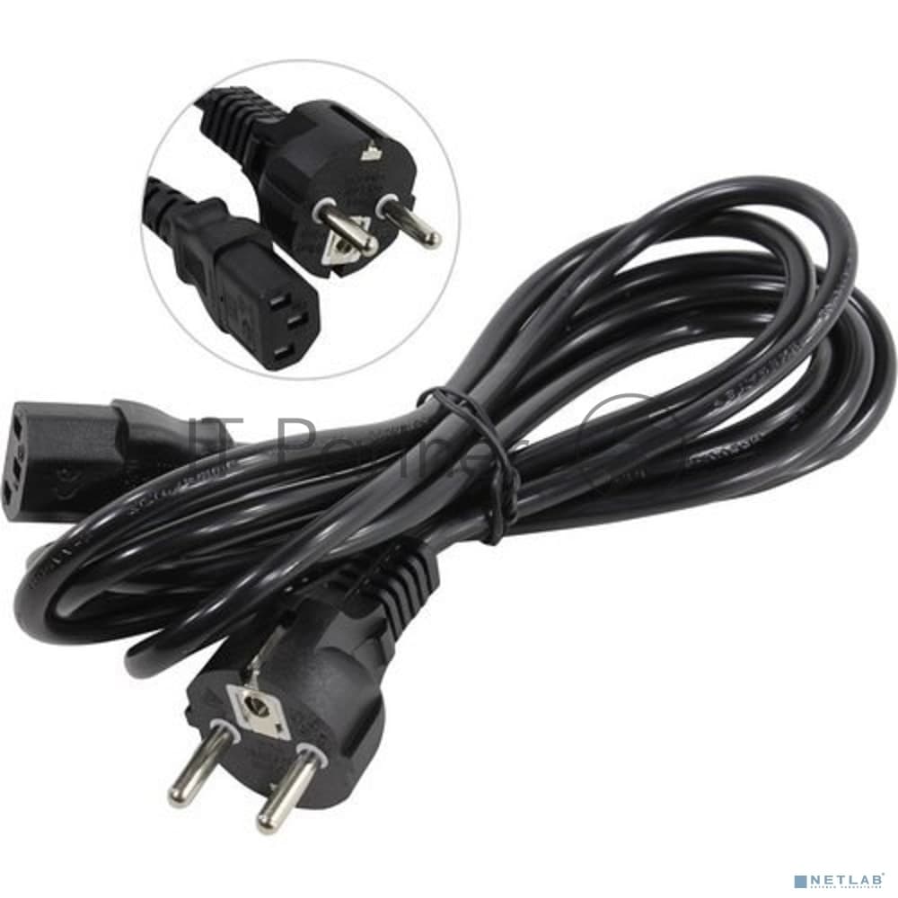 Кабель питания ExeGate Power PC-3P (Евровилка Schuko->С13) VDE-250V-3*0.75-CU, 10A, черный, 3м