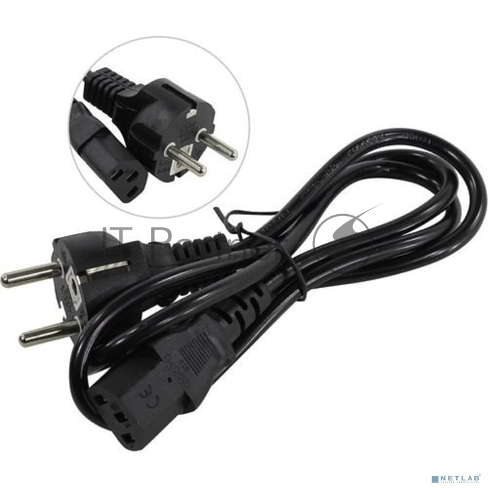 Кабель питания ExeGate Power PC-1P (Евровилка Schuko->С13) VDE-250V-3*0.5-CU, 6A, черный, 1.0м