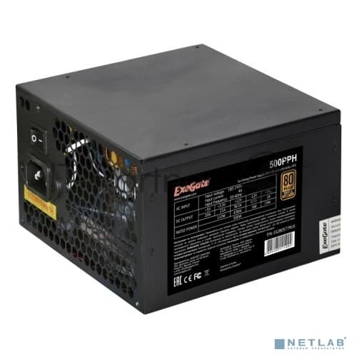 Блок питания ExeGate 500PPH-OEM (EX280577RUS-OEM), 500Вт, 80 PLUS, 120Вт, черный