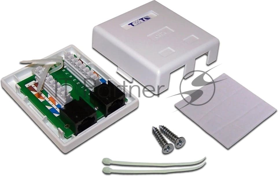 LANMASTER TWT-SM2-4545/6-WH Розетка настенная 2 порта RJ45 Cat.6 UTP белая