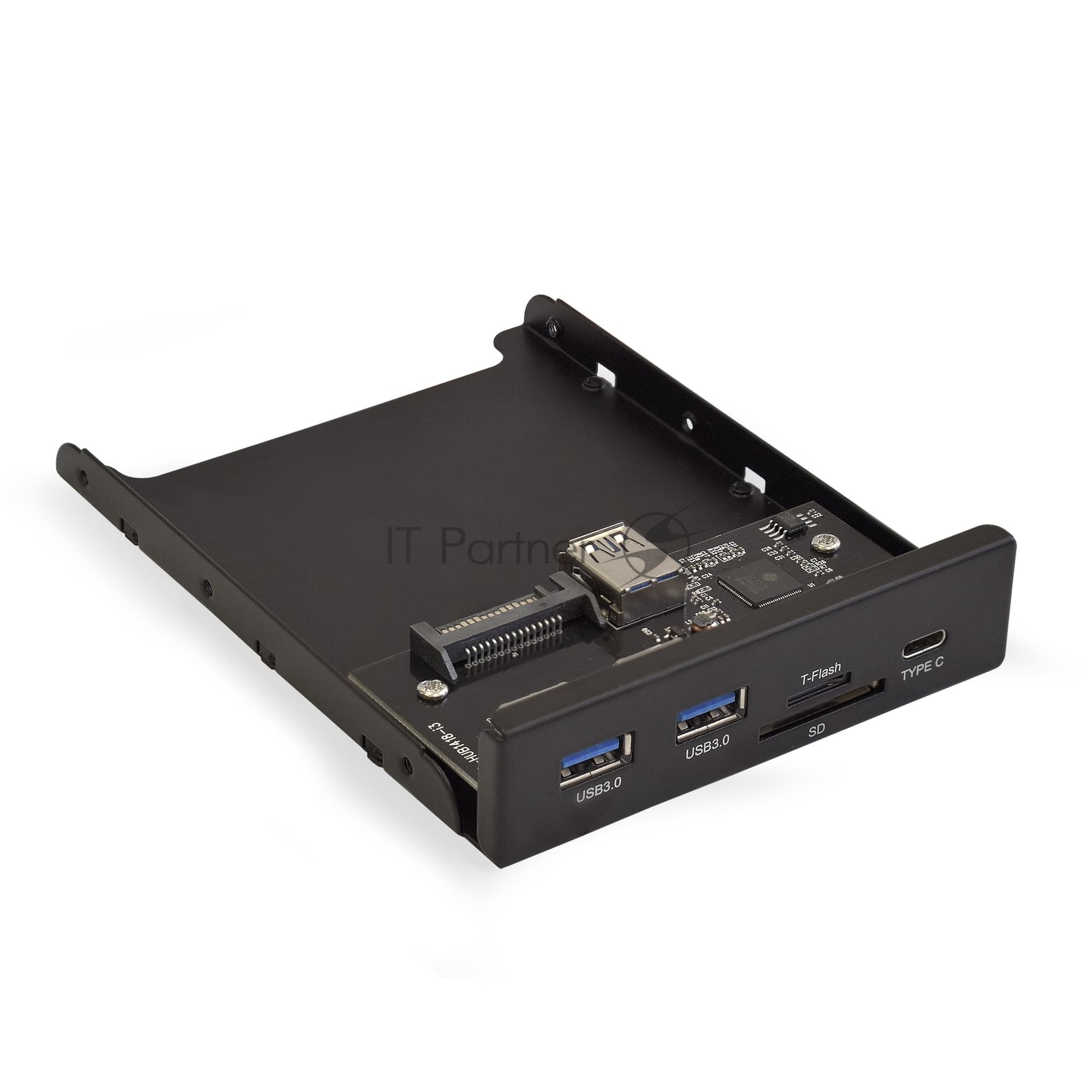 Планка Exegate USB на переднюю панель ExeGate U3H-621 > 3,5", 2*USB3.0+1*TypeC+1*SD+TF card, черная, металл, подсоединение к мат. плате