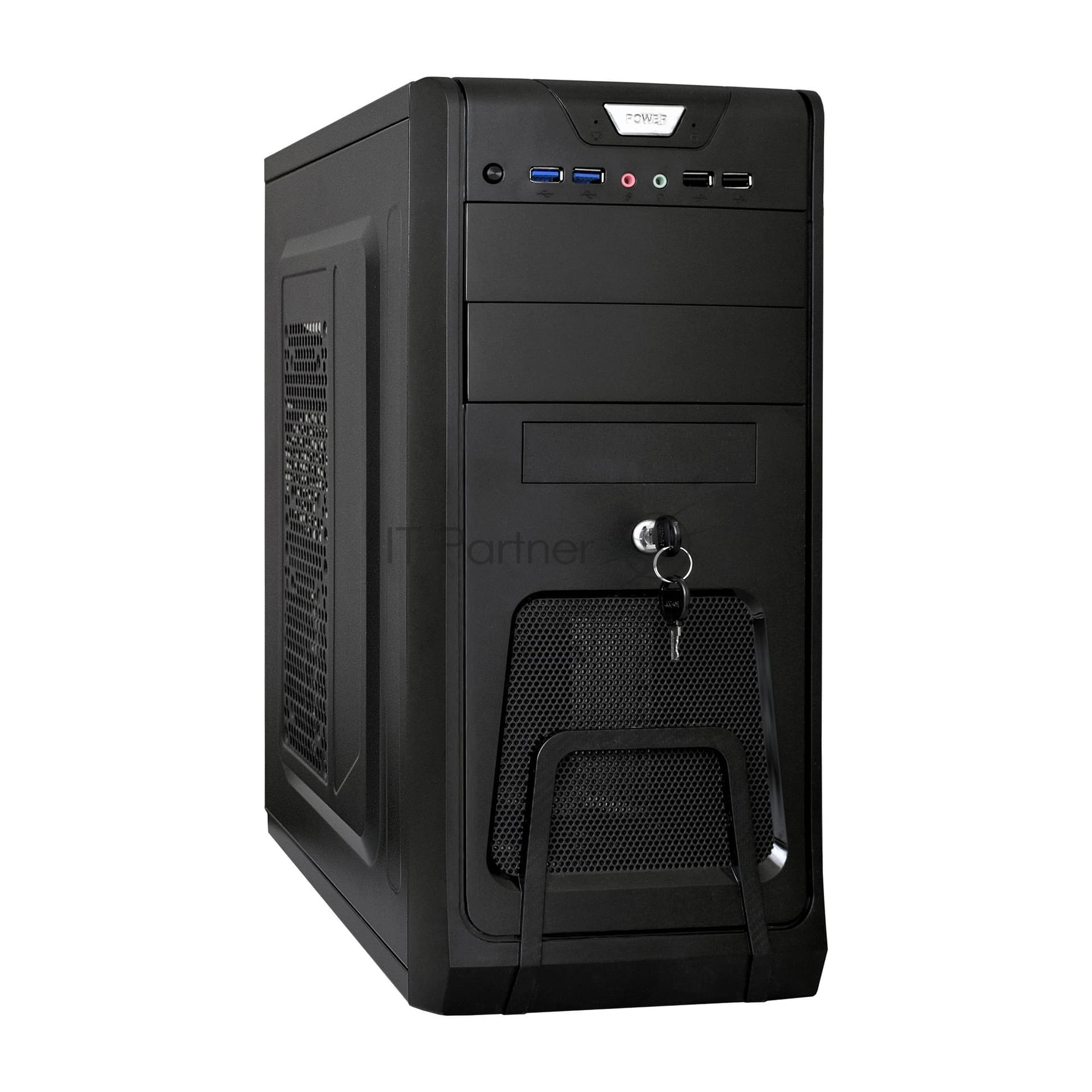 Компьютерный корпус Miditower ExeGate CP-603UB-UNS400 (ATX, БП UNS400 с вент. 12см, 2хUSB, аудио, черный)