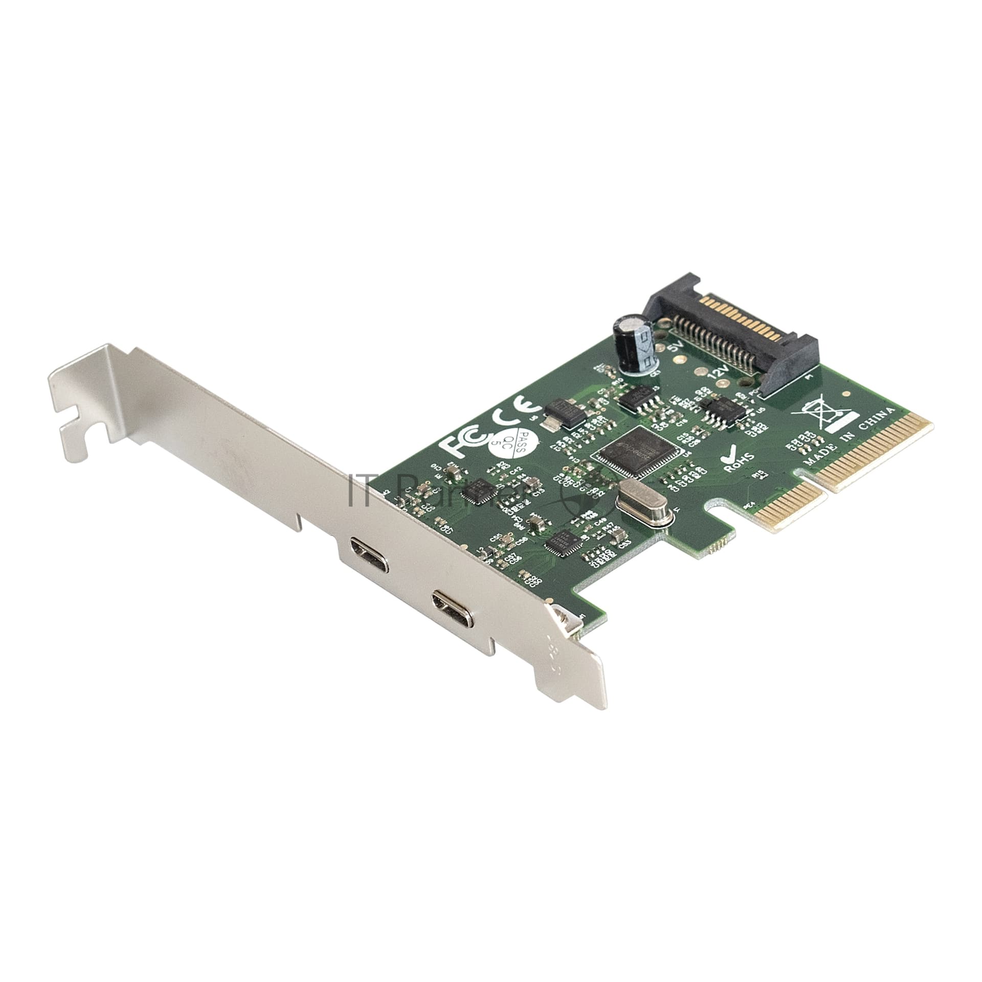Контроллер ExeGate EXE-313 PCI-Ex4, 2*USB3.1 Type-C ext, разъем доп.питания