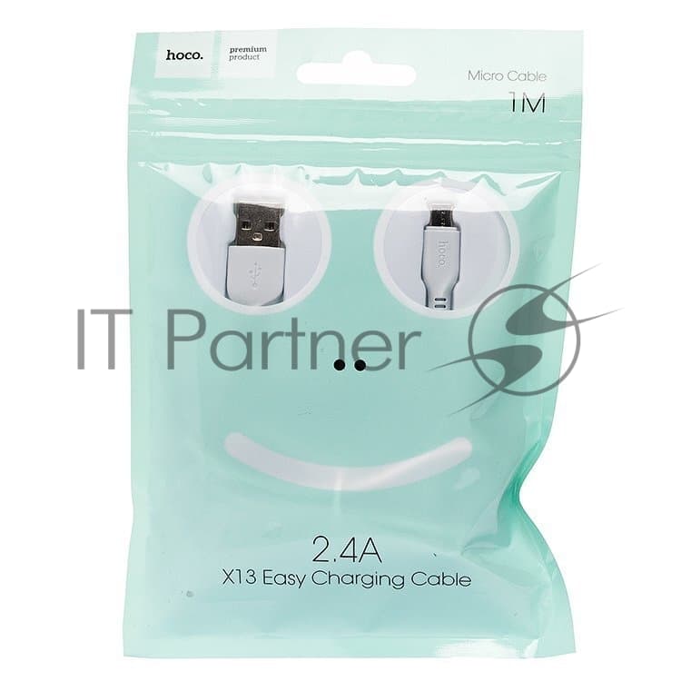 Кабель USB 2.0 HOCO X13, AM/microBM, белый, 1м