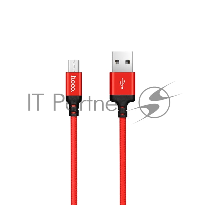 Кабель HOCO X14 USB 2.0, AM/microBM, красно-черный, 1м