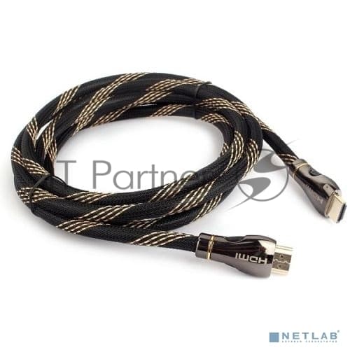Кабель HDMI Cablexpert 19M/19M, v2.1, 8К, медь, позол.контакты, экран, оплетка, 2.5м, черный, пакет (CCP-HDMI8K-2.5M)