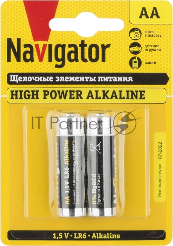 Элемент питания алкалиновый Navigator NBT-NE-LR6-BP2 (блист.2шт)