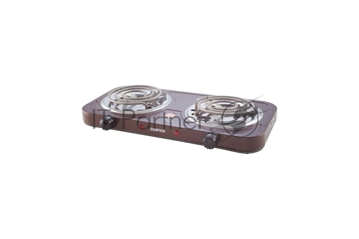 Плита настольная электрическая Centek CT-1509 Siberia коричневый, 2 кВт, ТЭН, конфорки - 2, эмаль, поворотные переключатели