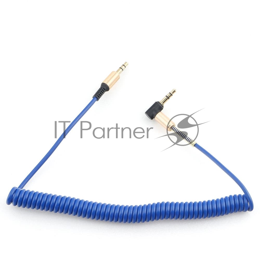 Кабель Cablexpert аудио 90˚ спиральный CCAB-02-35MMLC-1.8MU. 3.5 Jack (M)/3.5 Jack (M), синий, 1.8м, блистер