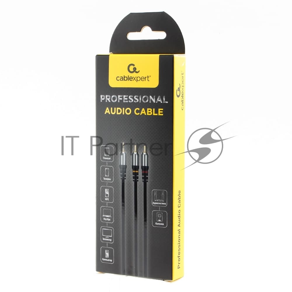 Кабель аудио Cablexpert CCAB-02-35M2RM-1.5MB. 3.5 Jack(M)/2х RCA (M), черный, 1.5м, блистер