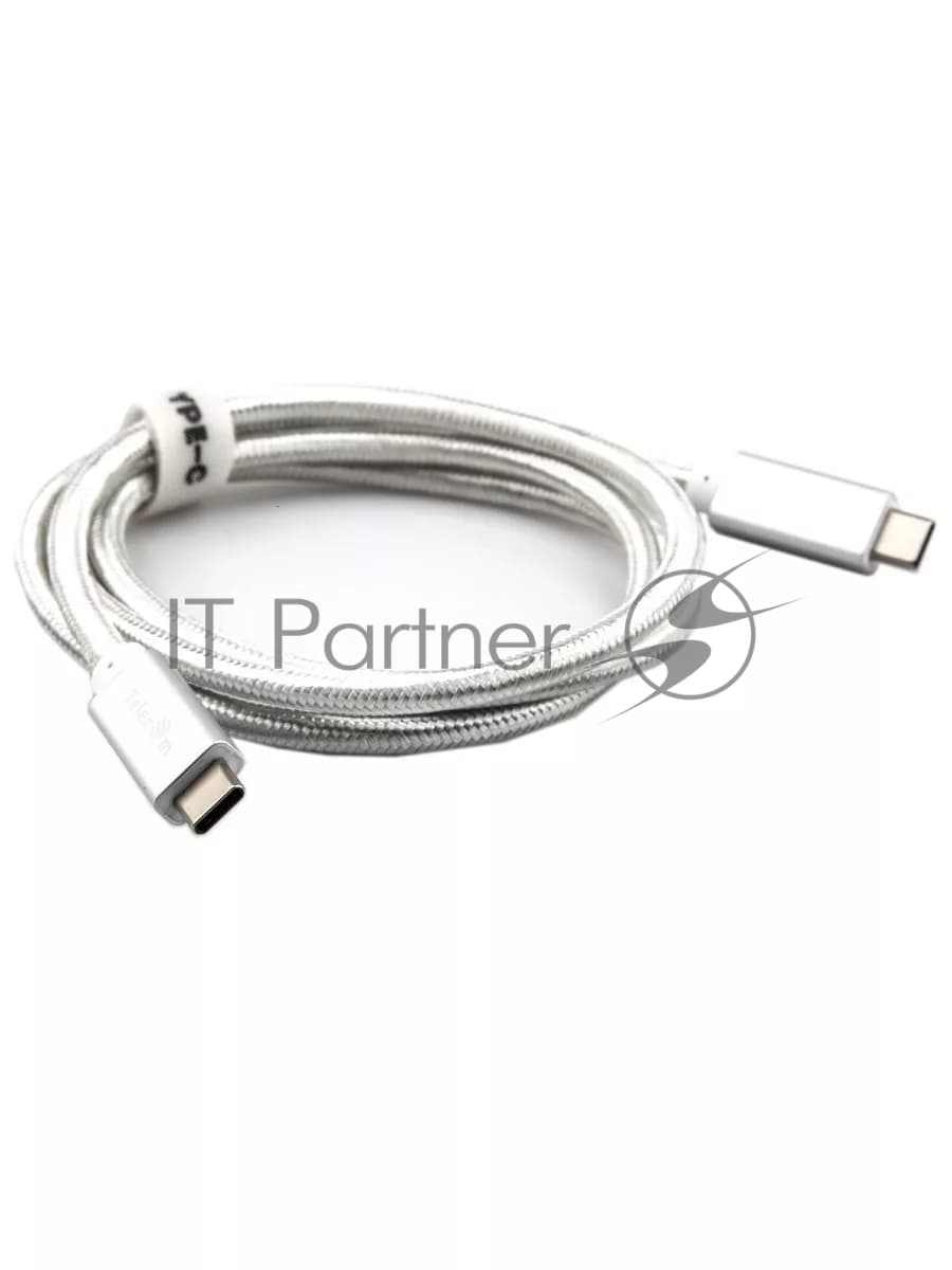 Кабель USB 3.1 Type Cm -- Cm IC 5А 10Gbs длина 1M, Telecom TC420S серебряный