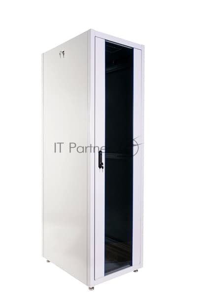 Шкаф телекоммуникационный напольный 42U (600x800) перед дверь со стеклом, зад дверь металлическая