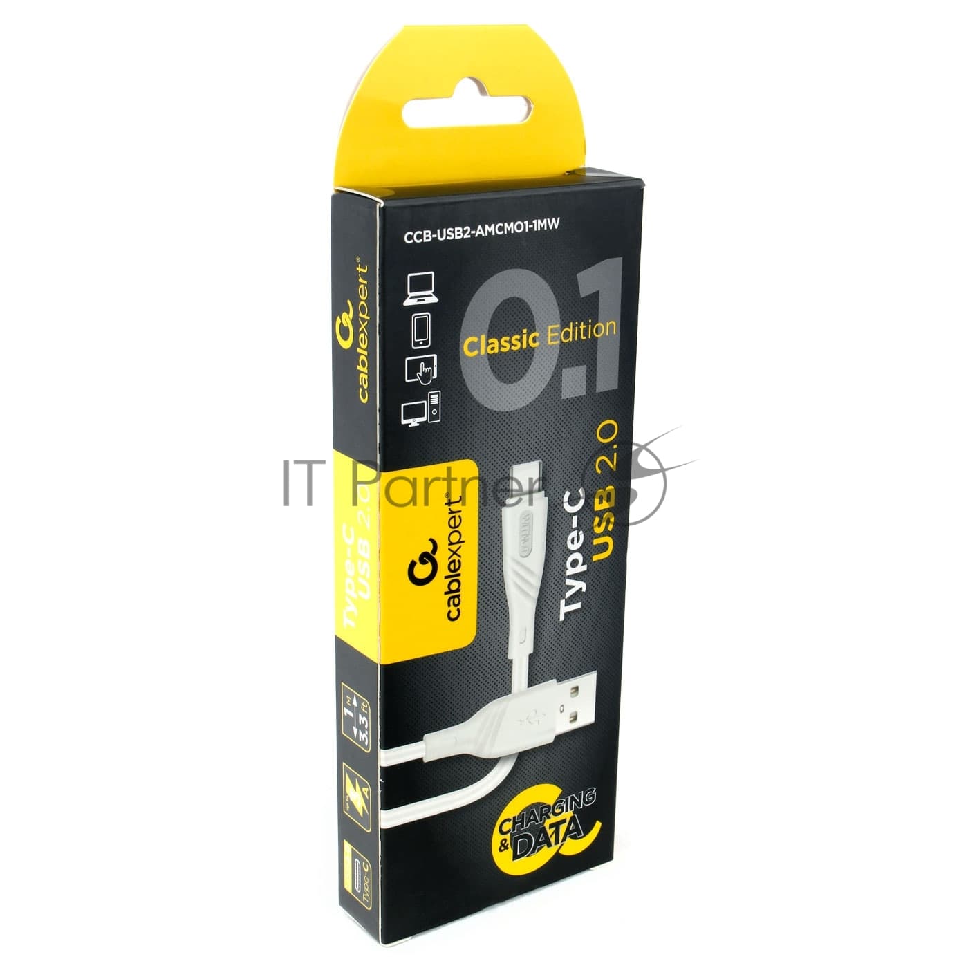 Cablexpert Кабель USB2.0 Cablexpert AM/Type-C, 3А, QC3.0, Mobile1, 1м, белый, коробка (CCB-USB2-AMCMO1-1MW)