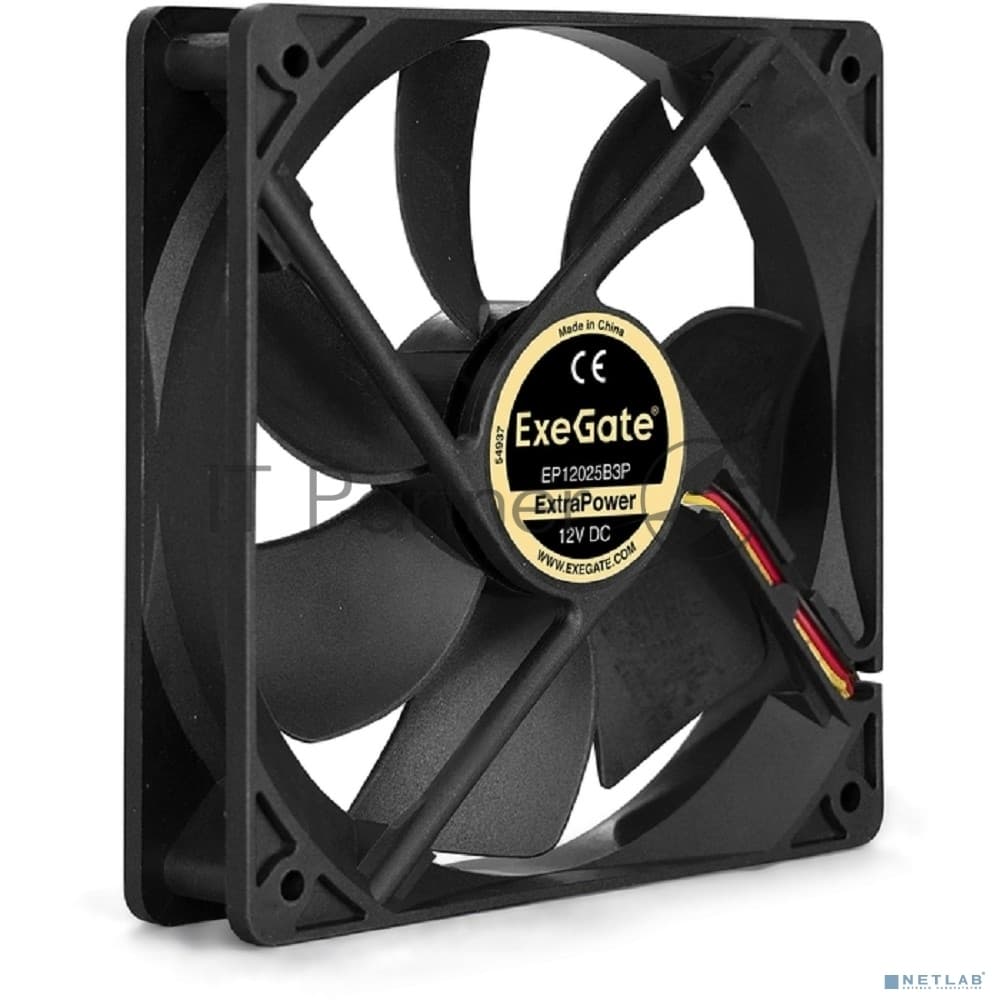 Вентилятор для корпуса ExeGate ExtraPower EP12025B3P черный, 120 мм, 1850 об/мин, 30 дБ, 3 pin