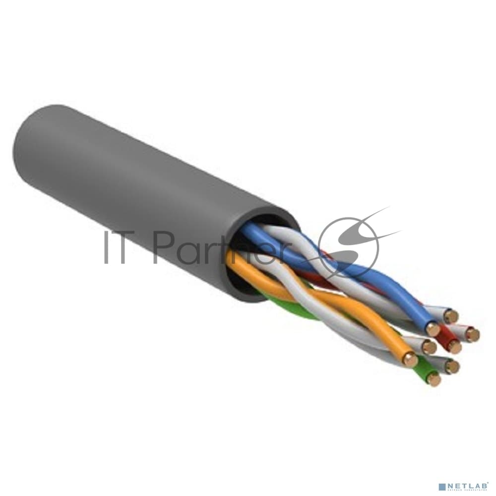 Кабель связи витая пара U/UTP, cat.5e, 4 пары 24AWG solid, 305м, ПВХ, серый