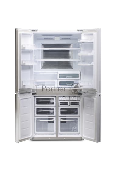 Холодильник Sharp SJ-GX98PRD темно-бордовый стекло трехкамерный Side by Side 394/211л морозилка снизу, No Frost, Side by Side