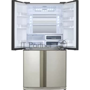 Холодильник Sharp SJ-EX93PBE бежевый трехкамерный 345/211л морозилка снизу, No Frost, Side by Side
