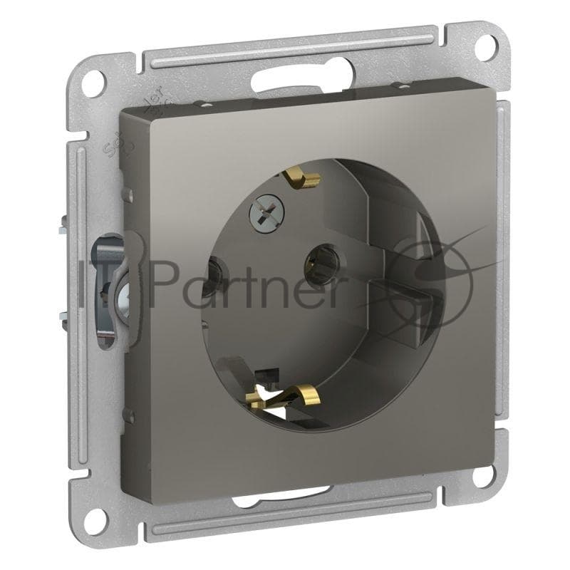 Розетка 1-м СП AtlasDesign 16А IP20 с заземл. механизм сталь SE ATN000943