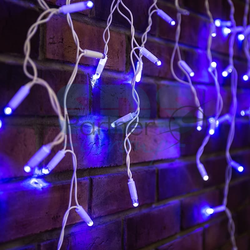 Гирлянда Neon-night Айсикл (бахрома) светодиодный, 2,4х0,6м, эффект мерцания, белый провод, 230 В, диоды синие, 88 LED