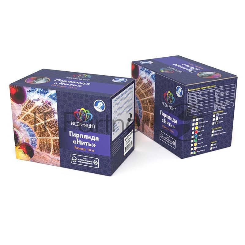 Гирлянда Neon-night Нить 10 м, 200 LED, прозрачный ПВХ, цвет свечения белый с эффектом мерцания (каждый 5-й)