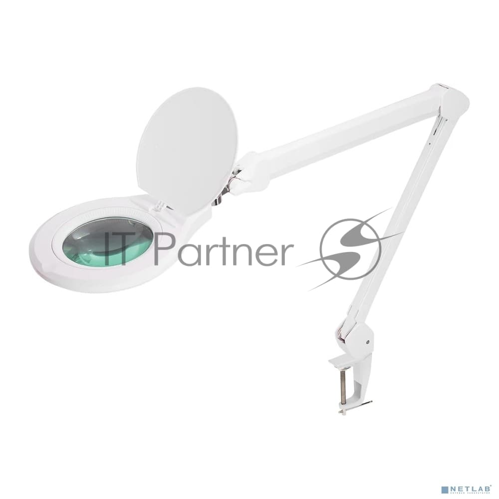 Лупа на струбцине Rexant, круглая, 5D, с подсветкой 72 SMD, сенсорный регулятор яркости, белая