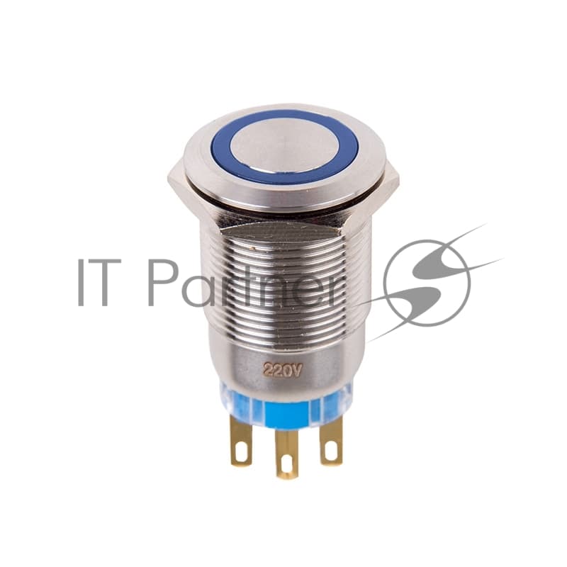 Rexant 36-3421 Кнопка антивандальная O19 12В Фикс (5с) ON-OFF/OFF-ON подсв/синяя