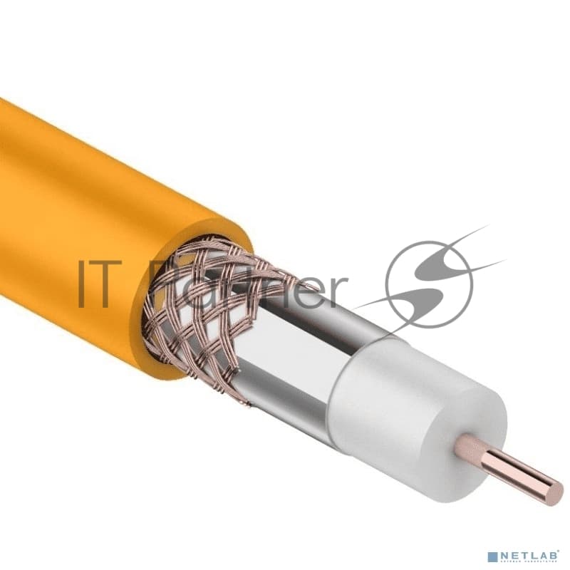 Кабель коаксиальный Rexant RG-6U+Cu нг(А)-HF, Cu/Al/Cu, 64%, 75 Ом, бухта 100 м, оранжевый