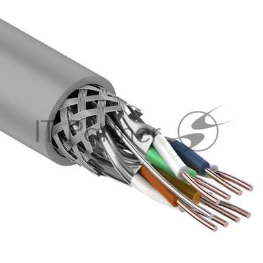 Кабель витая пара Rexant SF/FTP, категория 7, 4 x 2 x 0,57 мм, PVC, внутреннний, серый, 305м