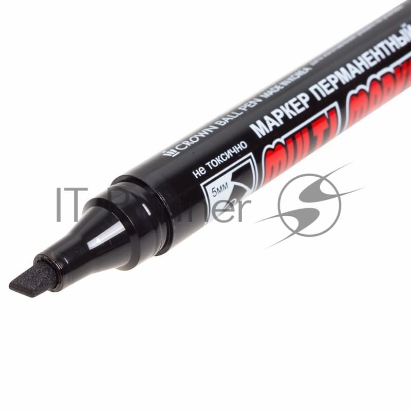 Маркер перманентный Crown "Multi Marker Chisel" 5 мм, черный, скошенный