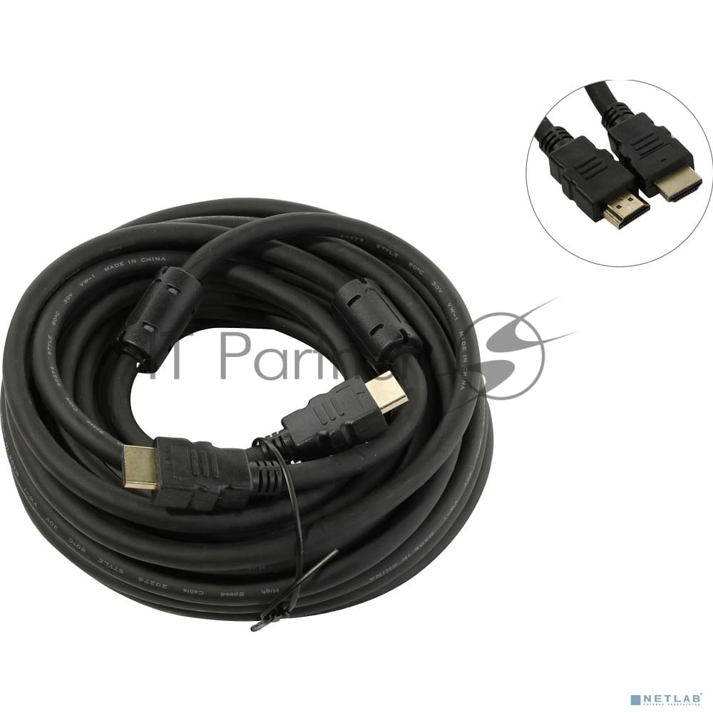 Кабель HDMI Exegate EX287726RUS EX-CC-HDMI2-10.0F (19M/19M, v2.0, 10м, 4K UHD, Ethernet, ферритовые кольца, позолоченные контакты)