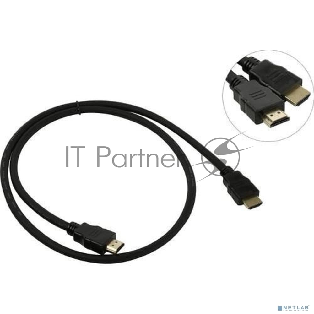 Кабель HDMI Exegate EX287729RUS EX-CC-HDMI2-1.0 (19M/19M, v2.0, 1м, 4K UHD, Ethernet, позолоченные контакты)