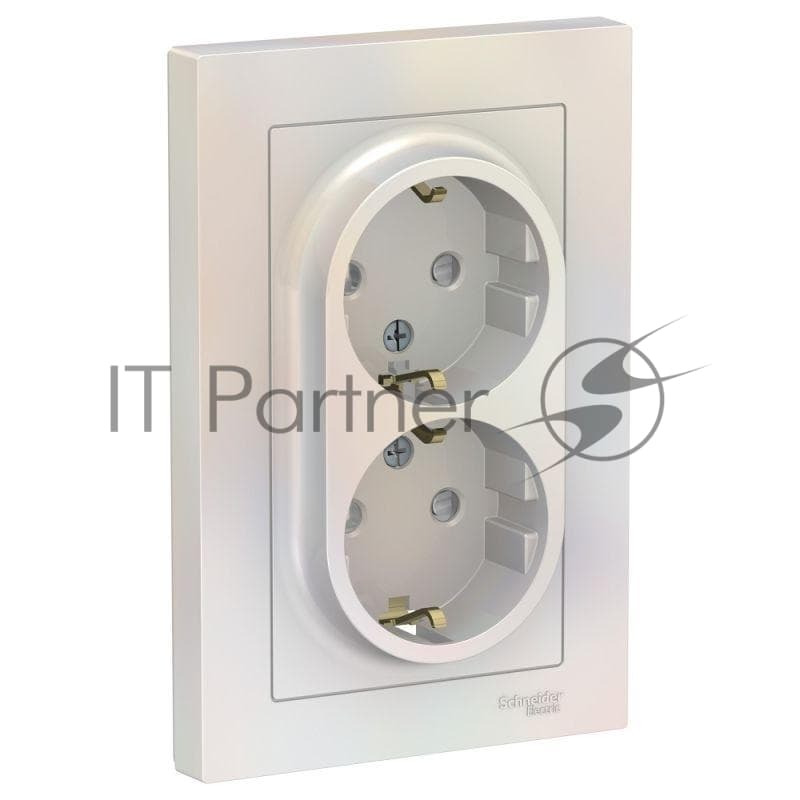 Розетка 2-м СП AtlasDesign 16А IP20 с заземл. защ. шторки в сборе жемчуж. SE ATN000426