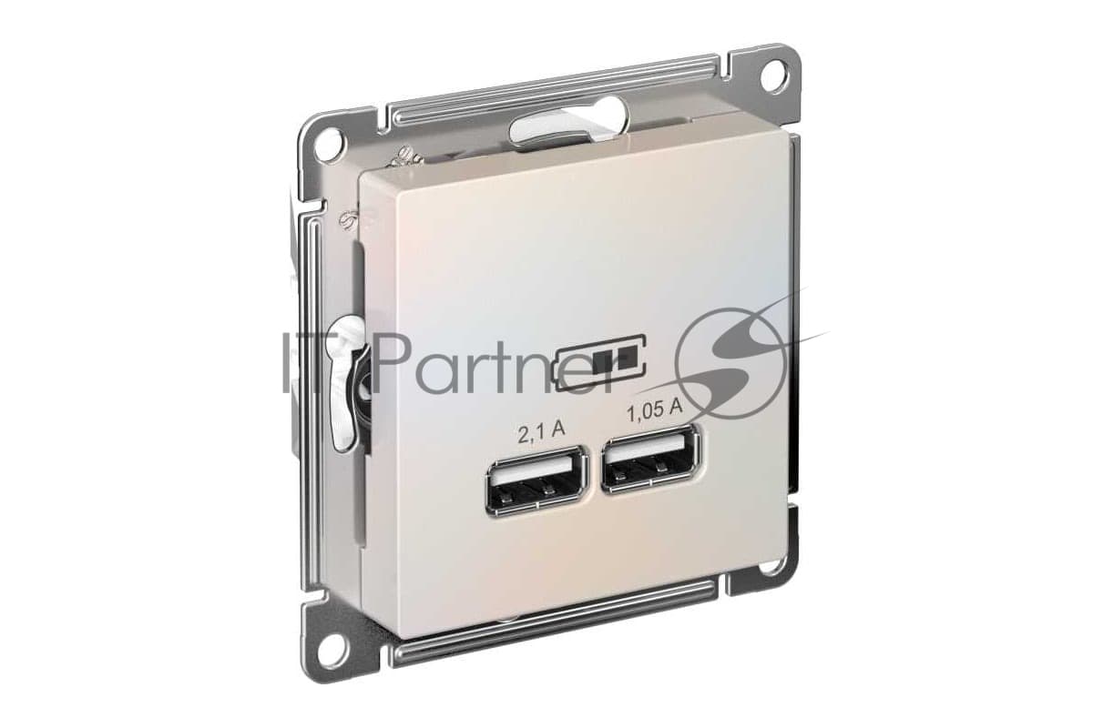 Механизм розетки USB AtlasDesign 5В 1порт х 2.1А 2порта х 1.05А жемчуг SchE ATN000433
