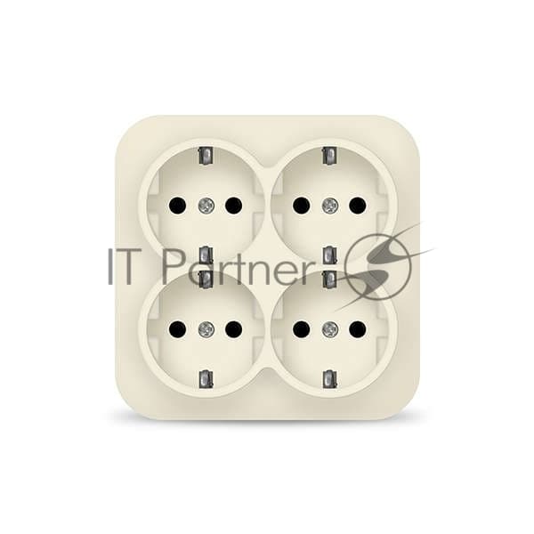 Розетка 4-м ОП 16А IP20 с заземл. сл. кость квадрат IONICH 1454