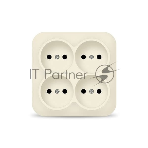 Розетка 4-м ОП 10А IP20 квадрат. без заземл. сл. кость IONICH 1453