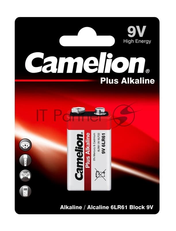 Элемент питания алкалиновый "крона" Camelion LR 6LF22 BL-1 (блист.1шт) 9 В