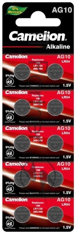 Camelion G10 BL-10 Mercury Free (AG10-BP10(0%Hg), 389A/LR1130/189 батарейка для часов) (10 шт. в уп-ке)