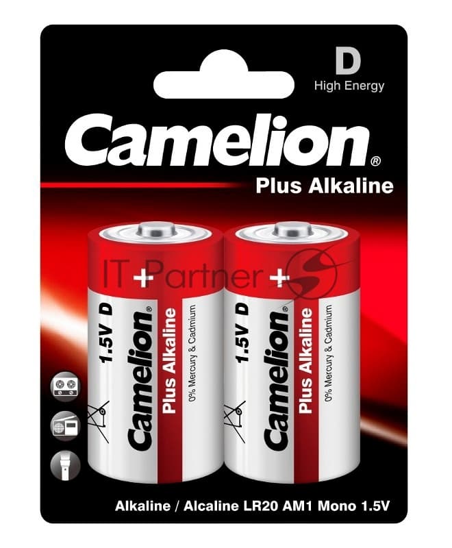 Элемент питания алкалиновый Camelion LR LR20 BL-2 (блист.2шт) 1.5 В