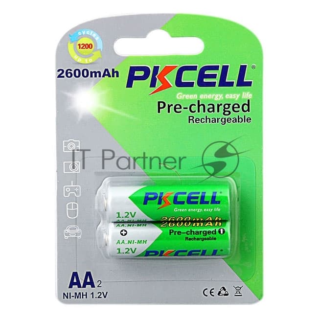 NI-MH RTU AA2600-2B Никель-металлогидридный аккумулятор PKCELL NI-MH RTU AA2600-2B тип - AA 2 шт в блистере