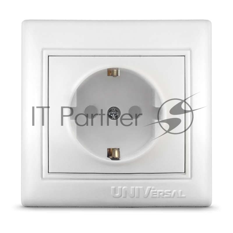 Розетка 1-м СП Севиль 16А IP32 с заземл. защ. шторки бел. UNIVersal С0049