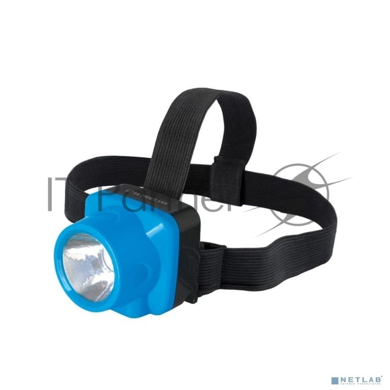 Фонарь налобный аккумуляторный LED5375 220В 0.4Вт LED 2 реж. пластик голуб. Ultraflash 14252
