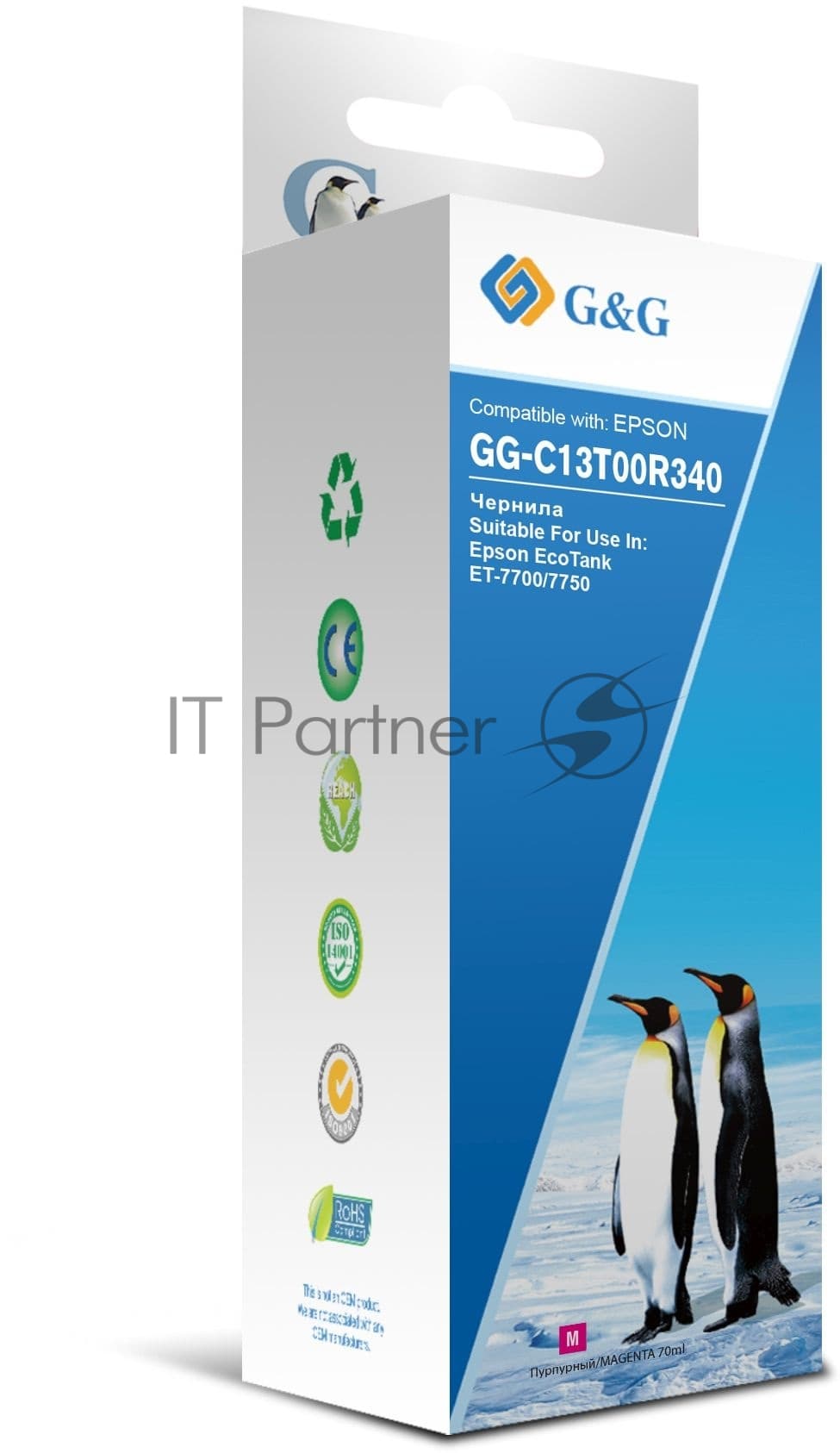 Чернила G&G GG-C13T00R340 пурпурный 70мл для Epson EcoTank 7700/7750